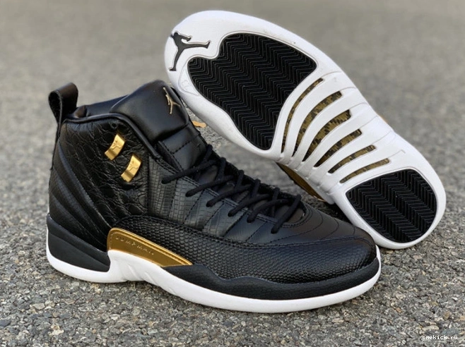 Rep Onekick 12 Black AO6068-007 'Reptile' Retro Jordan Metallic Air Gold-White 0821